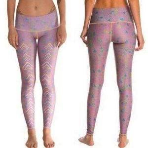 💜Teeki 💜 Purple Floral Aztec Tribe Leggings Lg 💜